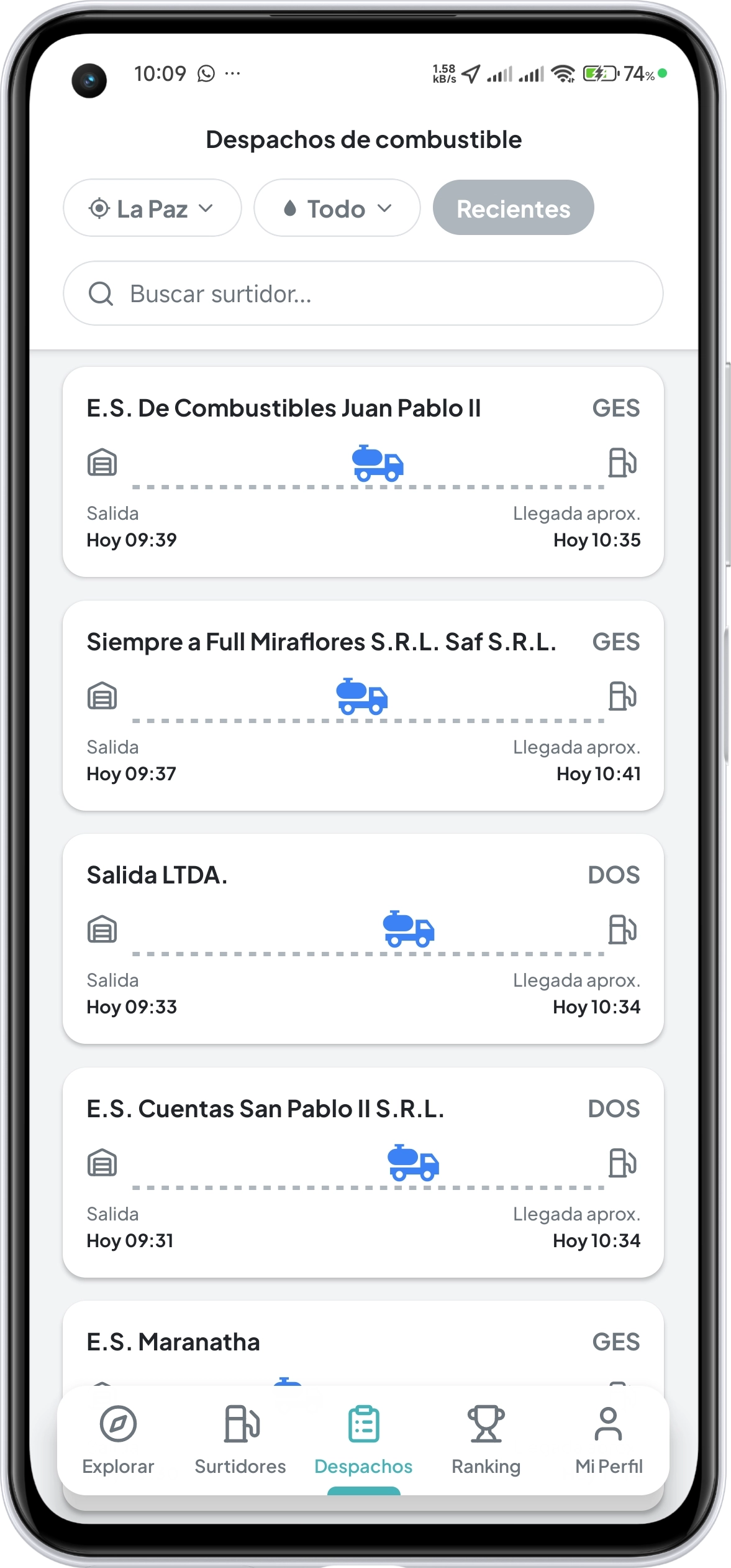 Historial de reportes